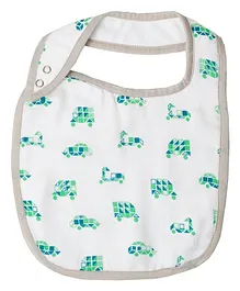 Tiny Giggles Printed Snap Button Bib - White