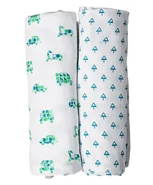 Tiny Giggles Cotton Muslin Swaddle Wrapper Pack of 2 - White