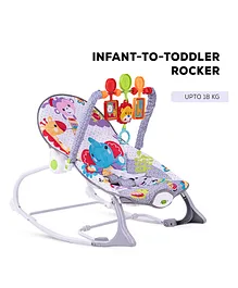 Baybee Nora Rocker Cum Bouncer With Soothing Vibrations & Multi Position Recline With Safety Belt - Grey