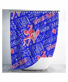 Sassoon Waterproof Spiderman Print Bathroom Curtain With 12 Hooks - Multicolor