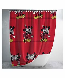 Sassoon Waterproof Minnie Mickey Print Bathroom Curtain With 12 Hooks - Multicolor