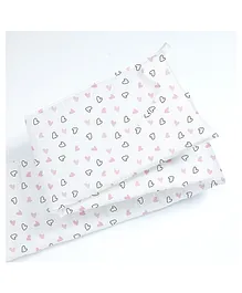 The White Cradle Cot Bumper Heart Print  - White Pink