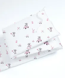 The White Cradle Pink Koala Print Cot Bumper - White