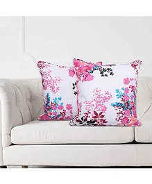Swayam Pure Cotton Cushion Covers Floral Print Pack of 2 - White Pink