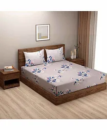 Swayam 180 TC Cotton Blend Double Bedsheet with 2 Pillow Covers Floral Print - Purple