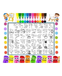 OPINA Hindi Alphabet Themed Baby Crawl Play Mat - Multicolour