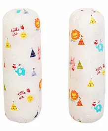 Baby Moo Small Bolsters Lion Print Set of 2 - Off White