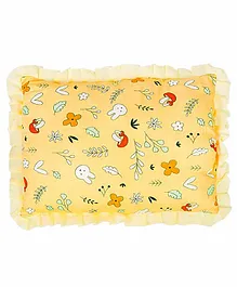 Baby Moo Floral Print Rectangular Pillow - Yellow
