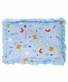 Baby Moo Floral Print Rectangular Pillow - Blue