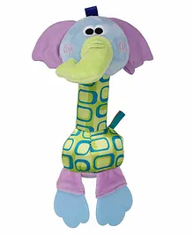 Baby Moo Elephant Soft Rattle With Teether - Multicolor