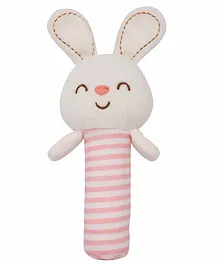 Baby Moo Blushing Bunny Handheld Rattle Toy - White Pink 