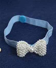 CHOKO Pearl Bow Detailing Headband - Light Blue