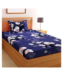 Florida Cotton Single Size Bedsheet With 1 Pillow Cover - Blue
