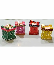 Divyakosh Decorative Diwali Diya Pack Of 4 - Multicolor