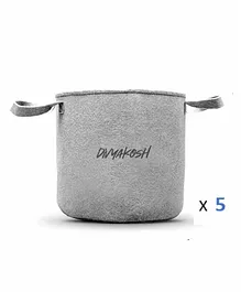 DivyaKosh Fabric Grow Bags Pack Of 5 - Grey
