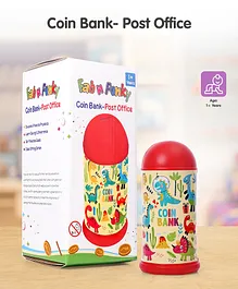 Coin Bank cum Post Office with Animal Print - Red