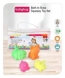 Babyhug Bath In Style Squeezy Toy Set Pet Animals Pack of 4 - Multicolor