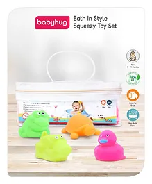 Babyhug Bath In Style Squeezy Toy Set Aquatic Animals Pack of 4 - Multicolour