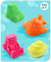 Babyhug Bath In Style Squeezy Toy Set Vehicles Pack of 4 (Color May Vary)