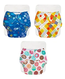 BASIC EASY Reusable Cloth Diapers With Inserts  Rocket Print Pack of 3 - Multicolor
