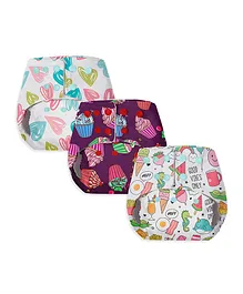BASIC EASY Reusable Cloth Diapers Floral Print Pack of 3  - Multicolor