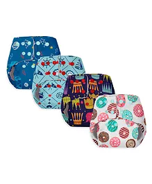 BASIC EASY Reusable Cloth Diapers Donut Print Pack of 4 - Multicolor