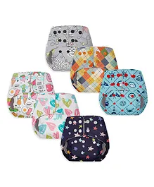 BASIC EASY Reusable Cloth Diapers Tile Print Pack of 6 - Multicolor