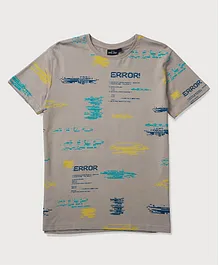 GINI & JONY Half Sleeves T-Shirt Text Print - Glacier Grey