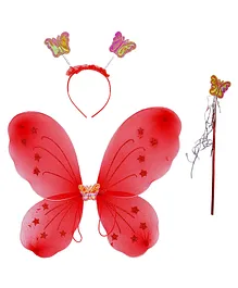 MOMISY Butterfly Wings Costume Set For Baby Girl - Red
