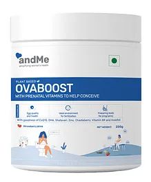 andMe OvaBoost Fertility Supplement Support Ovulation Egg Quality Cycle Regularity Myo Inositol CoQ10, DHA, Shatavari, Zinc, Chasteberry, Folic Acid Strawberry Flavour Drink - 250gm