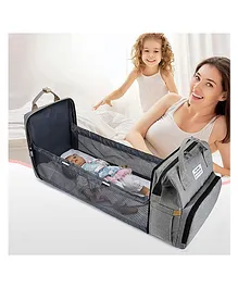 MOMISY Portable Foldable Crib Diaper Bag Backpack - Grey