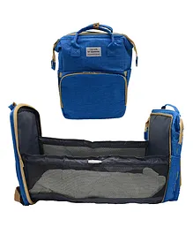 MOMISY Portable Foldable Crib Diaper Bag Backpack - Blue