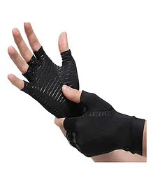 MOMISY Arthritis Copper Infused Finger Less Compression Small Gloves - Black
