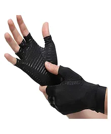MOMISY Arthritis Copper Infused Finger Less Compression Large Gloves - Black