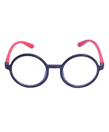Spiky Silica Gel Clear Lens Round Zero Power Glasses With Blue Light Tester - Blue & Pink 