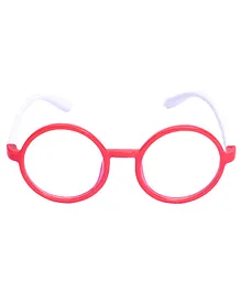 Spiky Silica Gel Clear Lens Round Zero Power Glasses With Blue Light Tester - Pink & White