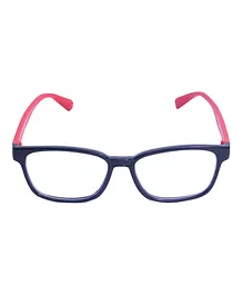 Spiky Silica Gel Clear Lens Rectangular Zero Power Glasses With Blue Light Tester - Blue & Pink 