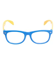 Spiky Silica Gel Clear Lens Square Zero Power Glasses With Blue Light Tester - Blue & Yellow
