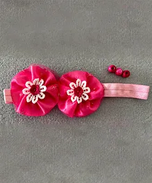 Kalacaree Twin Flowers Designer Headband - Dark Pink