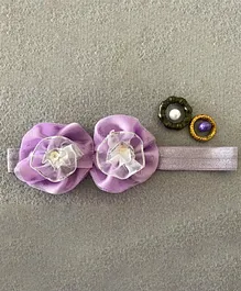 Kalacaree Twin Flowers Designer Headband - Purple