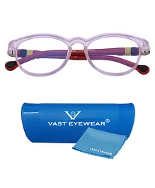 VAST TRU BLU Kids Blue Ray Blocking & Antiglare Zero Power Round Computer Eyeglass - Purple