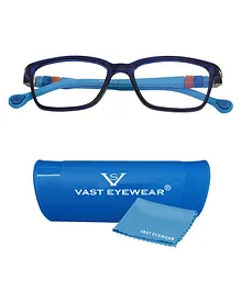 VAST TRU BLU Kids Blue Ray Blocking & Antiglare Zero Power Rectangular Computer Eyeglass - Blue