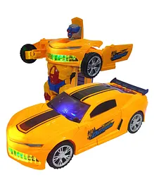 VWorld Transforming Battery Operated Toy Car With Lights & Sound - Yellow