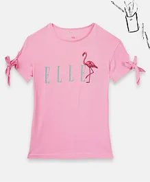 Elle Kids Short Sleeves Logo Print Top - Pink