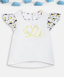 Elle Kids Short Sleeves Heart Print Top - White