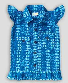 Little LABS Cap Sleeves Tie & Dye Pattern Top - Blue