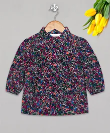 Budding Bees Full Sleeves Floral Print Top - Multi Colour