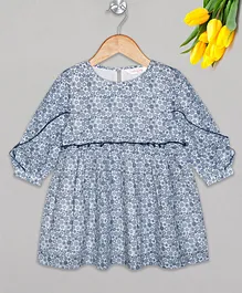 Budding Bees Three Fourth Sleeves Floral Top - Blue