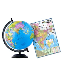 Fiddlerz Educational Metal Base Globe with India Map - Multicolor