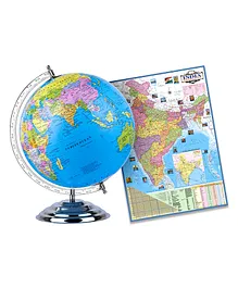 Fiddlerz Globe Educational Metal Base Globe With Political Map - Multicolour
